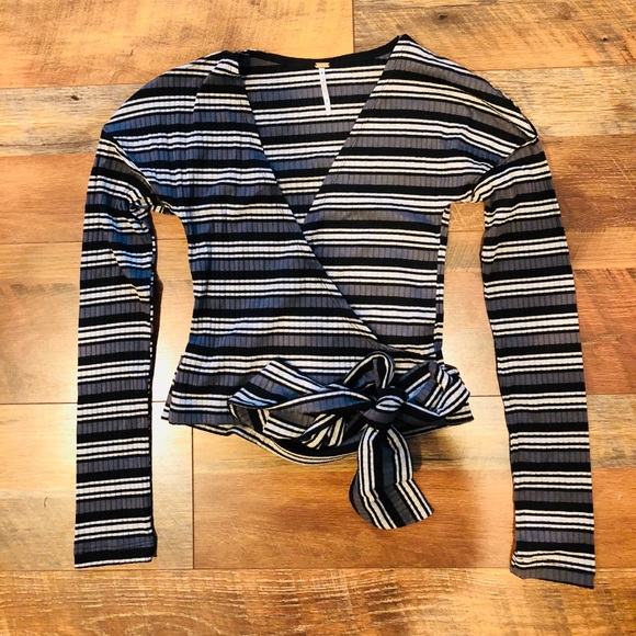 FREE PEOPLE Always With Me Striped Wrap Top - Picture 3 of 8